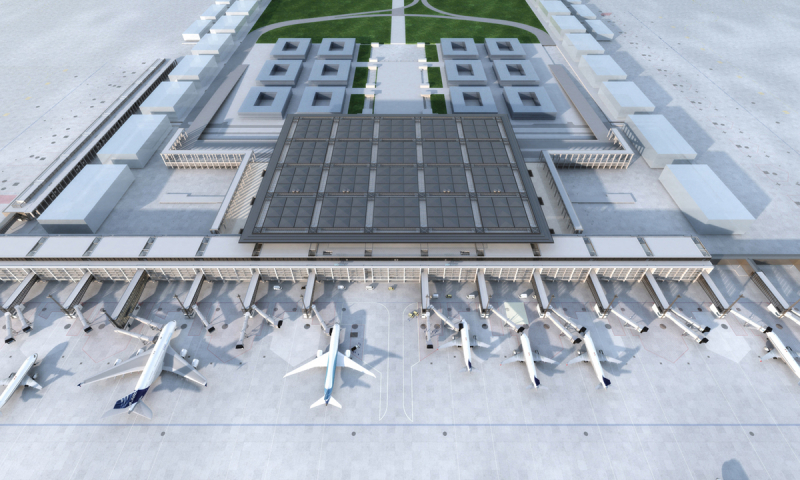 Visualisierung Flughafen BER, Berlin Brandenburg © gmp Architekten, JSK International